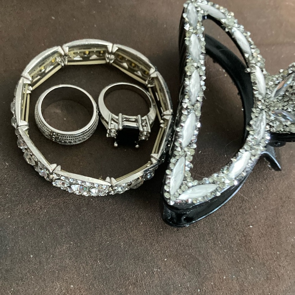 Silver Crystal Embellished Bracelet